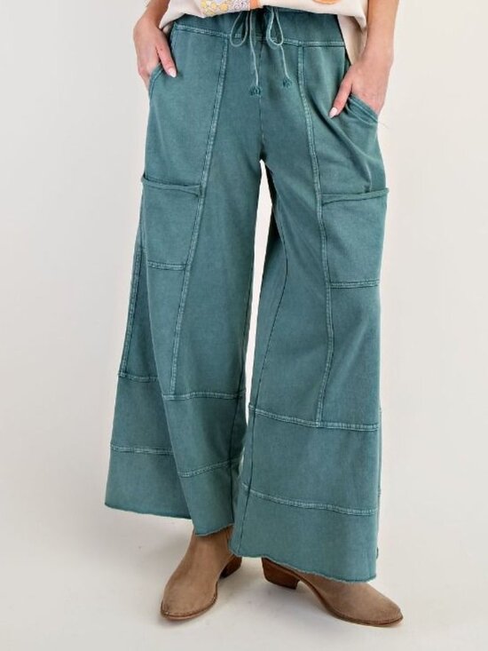 Easel Los Angeles Pants - E46 Easel Teal Mineral Washed Terry Pants Plus